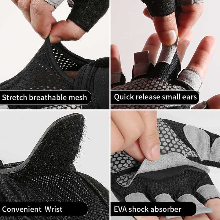 Pink Fingerless Sports Gloves - Non-Slip Silicone Palm Pads for Cycling, Weightlifting, and Fitness Training